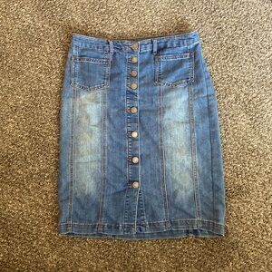 ‼️SALE‼️Christopher & Banks | Petite | Button Down Jean Skirt | Sz 14P